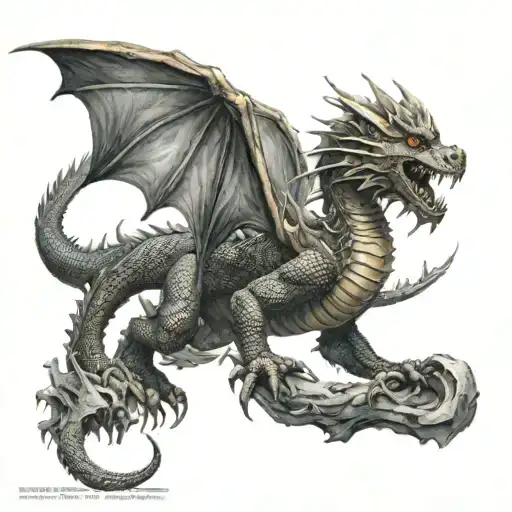 dragon rage fire rising tattoo design idea