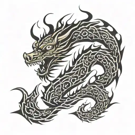 king dragon japanese fire element tattoo design idea