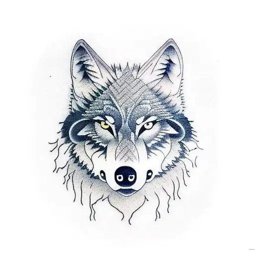 wolf ando moon tattoo design idea