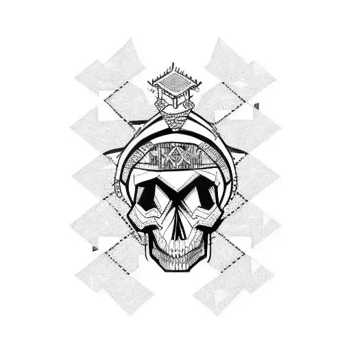 skull kente hacker castle Wutang sleeve tattoo design idea