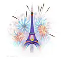 eiffel tower and mickey mouse ear shape fireworks  tattoo design idea