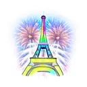 eiffel tower and mickey mouse ear shape fireworks  tattoo design idea