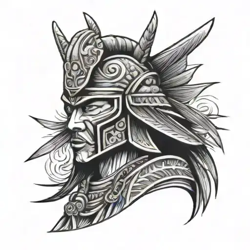 face samurai mexican tattoo design idea