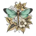dragonfly and Leo symbol incorporated tattoo design idea