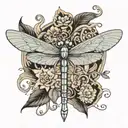 dragonfly and Leo symbol incorporated tattoo design idea
