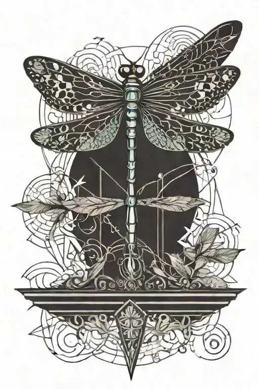 justice balance scale dragonfly  tattoo design idea