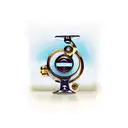 A realistic depiction of a fishing reel with intricate details, with a breast cancer ribbon flowing from it tattoo design idea