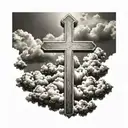 german Christian Cross with clouds tattoo design idea