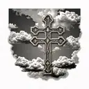 german Christian Cross with clouds tattoo design idea