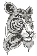 viking lioness head tattoo design idea