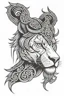viking lioness head tattoo design idea
