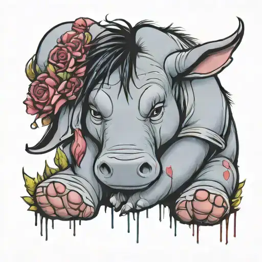 eeyore covering sadness tattoo design idea