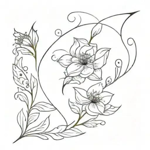  Create minimal shoulder tattoo  while using fine lines, swirls and cornflowers tattoo design idea