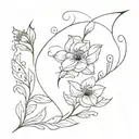  Create minimal shoulder tattoo  while using fine lines, swirls and cornflowers tattoo design idea