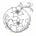  Create minimal shoulder tattoo  while using fine lines, swirls and cornflowers tattoo design idea