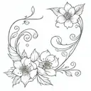  Create minimal shoulder tattoo  while using fine lines, swirls and cornflowers tattoo design idea