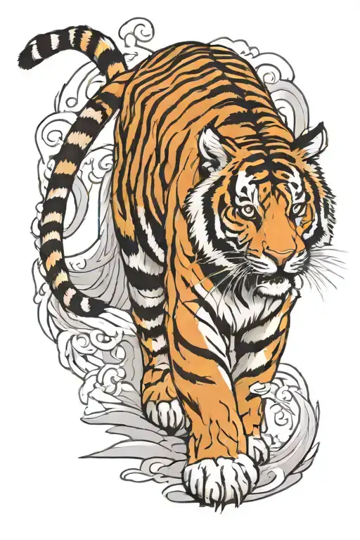 walking tiger tattoo design idea