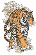 walking tiger tattoo design idea