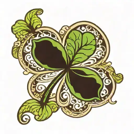 black and green clover 5 leaf clover tattoo inspired tattoo design idea