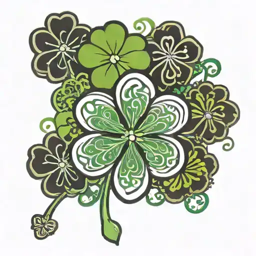black and green clover 5 leaf clover tattoo inspired tattoo design idea