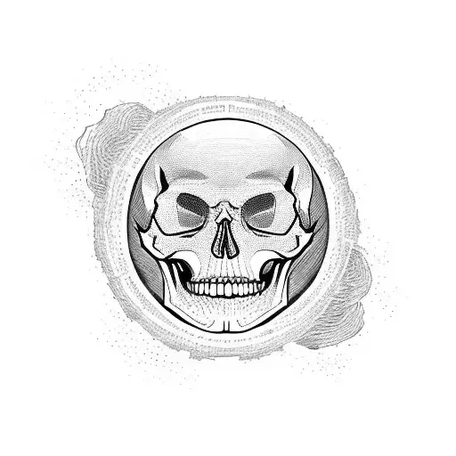 A realistic earth with a skull forming the continents, emphasizing the interconnectedness of life and death on our planet tattoo design idea