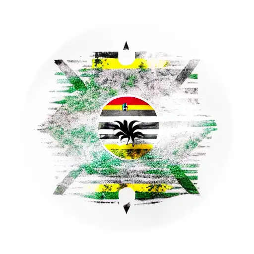 A tattoo of a Jamaican flag morphing into a vinyl record, representing your love for Jamaica and music. tattoo design idea