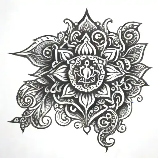 3 inches long beautiful design on hindu religion symbols in one tattoo design idea