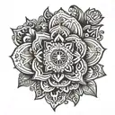 3 inches long beautiful design on hindu religion symbols in one without flower   tattoo design idea