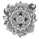3 inches long beautiful design on hindu religion symbols in one without flower   tattoo design idea