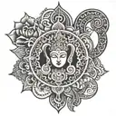 3 inches long beautiful design on hindu religion symbols in one without flower   tattoo design idea