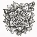 3 inches long beautiful design on hindu religion symbols in one without flower   tattoo design idea