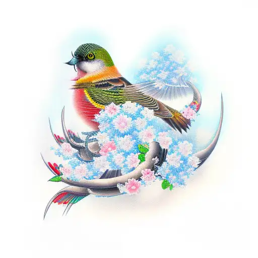 jian japanese bird tattoo design idea