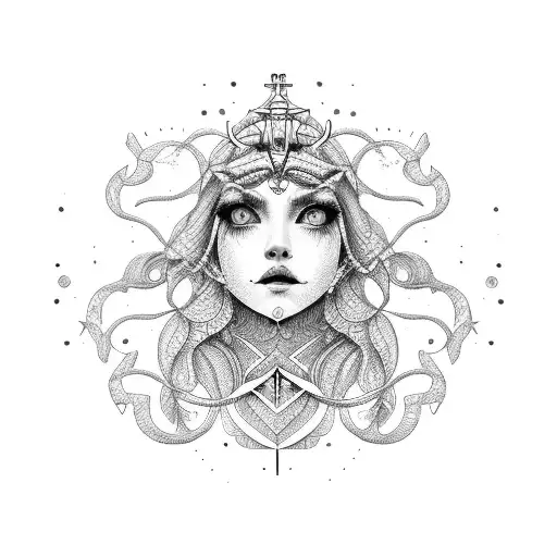 pisces goddess tattoo design idea