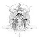 pisces goddess tattoo design idea