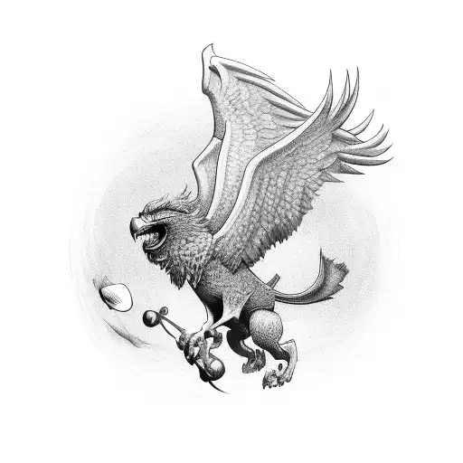 Griffin on top of skull tattoo design idea