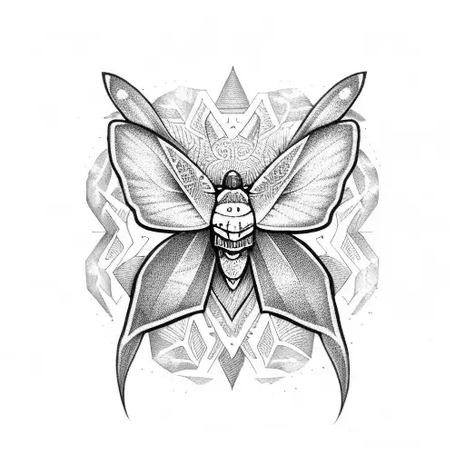 Lunar Moth, Sword, line stars tattoo design idea