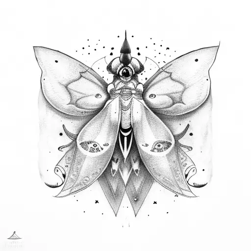 lunar moth line stars sword tattoo design idea