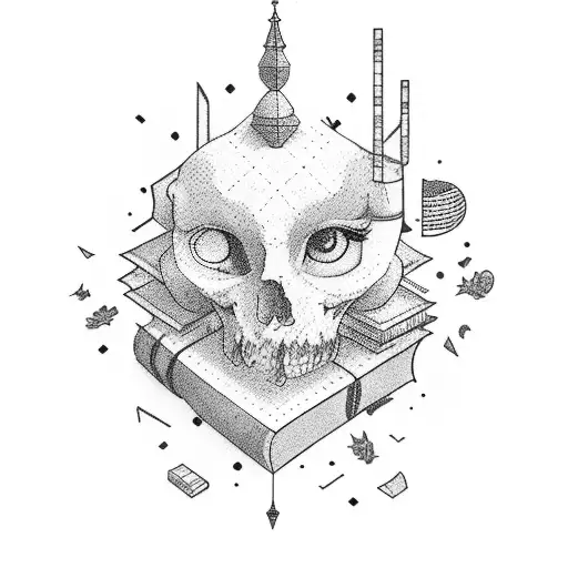 A stack of books with each book representing a different country's culture tattoo design idea