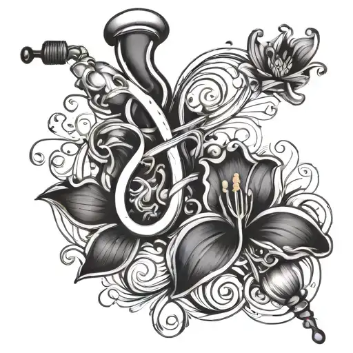 Flower of LIs with a Stethoscope tattoo design idea