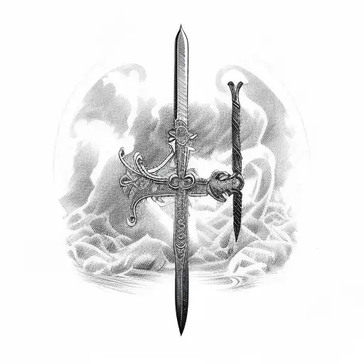sword with cross tattoo design idea