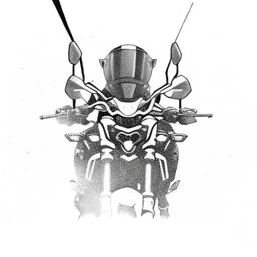 Woman riding a ducati hypermotard 1100. Make sure that it is detailed and correct anatomically and the motor is right. tattoo design idea