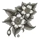 daffodil a geranium and a daisy with a j hook tow chain  tattoo design idea