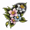daffodil a geranium and a daisy with a j hook tow chain  tattoo design idea