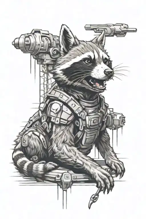 Rocket from guardians of the galaxy in prison bars tattoo design idea