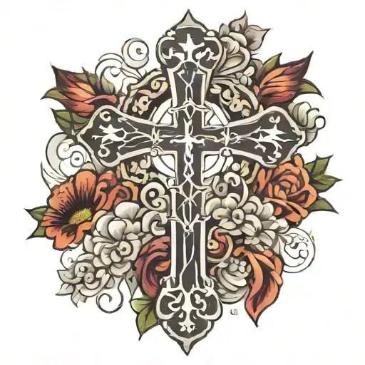Christian Cross with the verse Corinthians 10:31 tattoo design idea