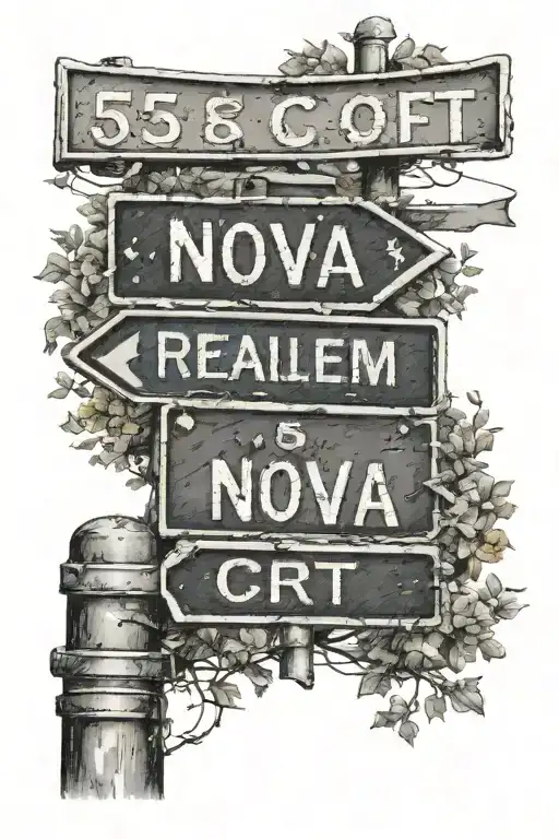 street sign that say 5 nova ct tattoo design idea