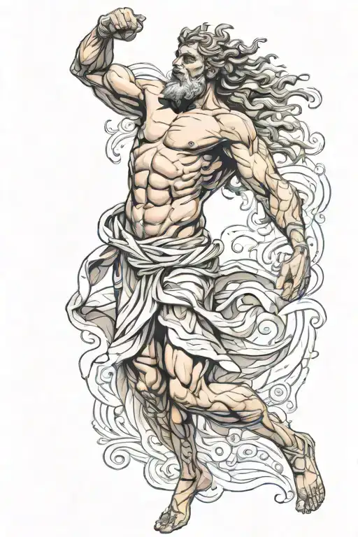 greek god transcending his condition to become stronger showing the failures he has endured  tattoo design idea