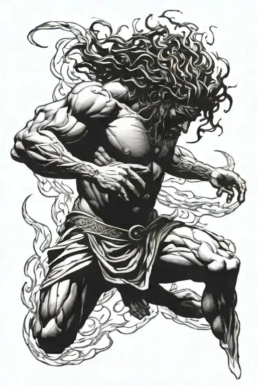 greek god transcending his condition to become stronger showing the failures he has endured  tattoo design idea