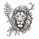 Lion in bush angry  tattoo design idea