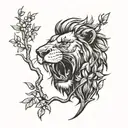 Lion in bush angry  tattoo design idea